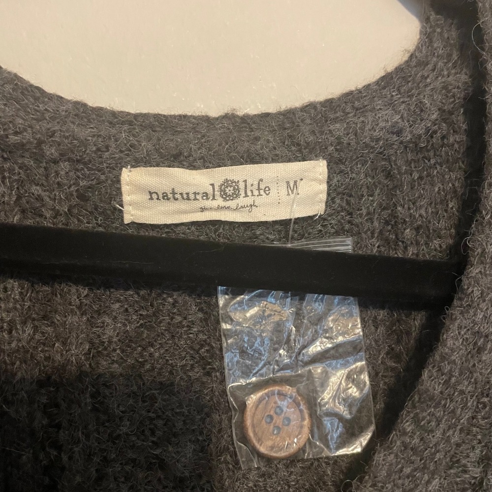 NWOT Natural Life Grandpa Cardigan sweater cable knit oversized gray M casual - Picture 4 of 6